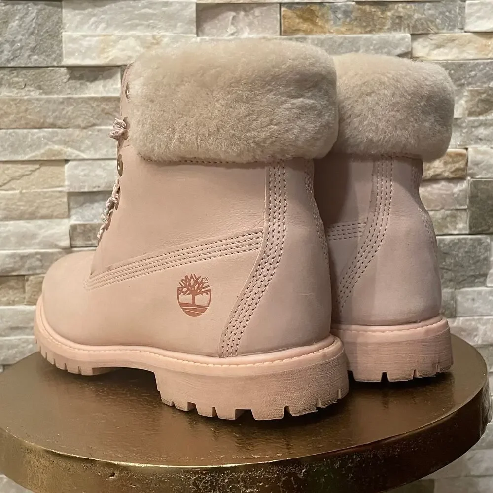 Timberland A2322 Cameo Rose Shearling Boots | Real Sheepskin, Pink Leather, 8 - Picture 2 of 10